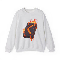 Kenaz Rune Fire Graphic Sweatshirt - Heavy Blend Fleece Crewneck - Unisex White