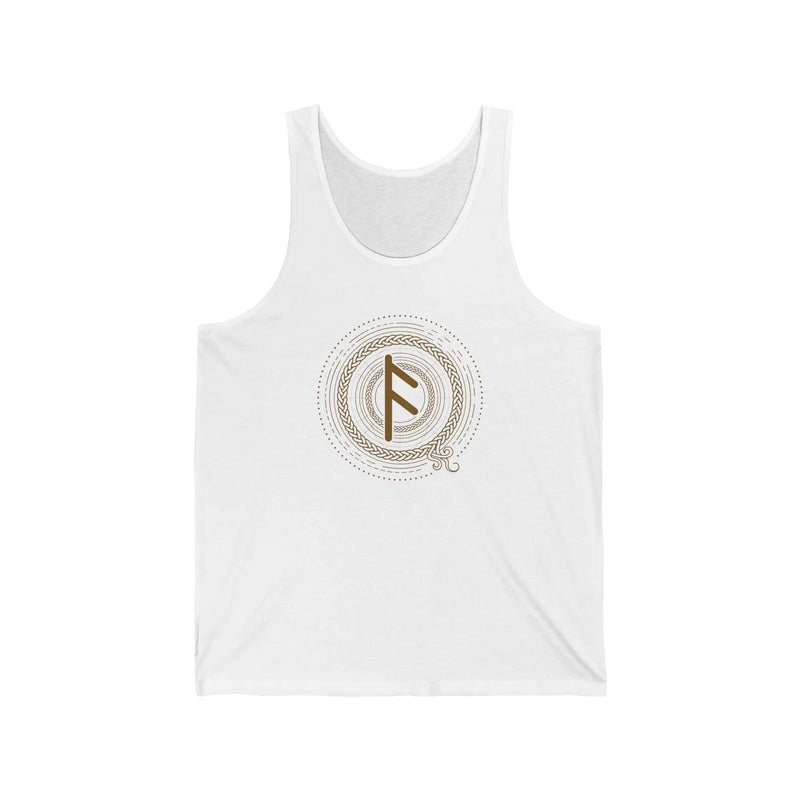 Ansuz Rune Divine Speech Tank Top - Soft Airlume Cotton Retail Fit - Unisex White