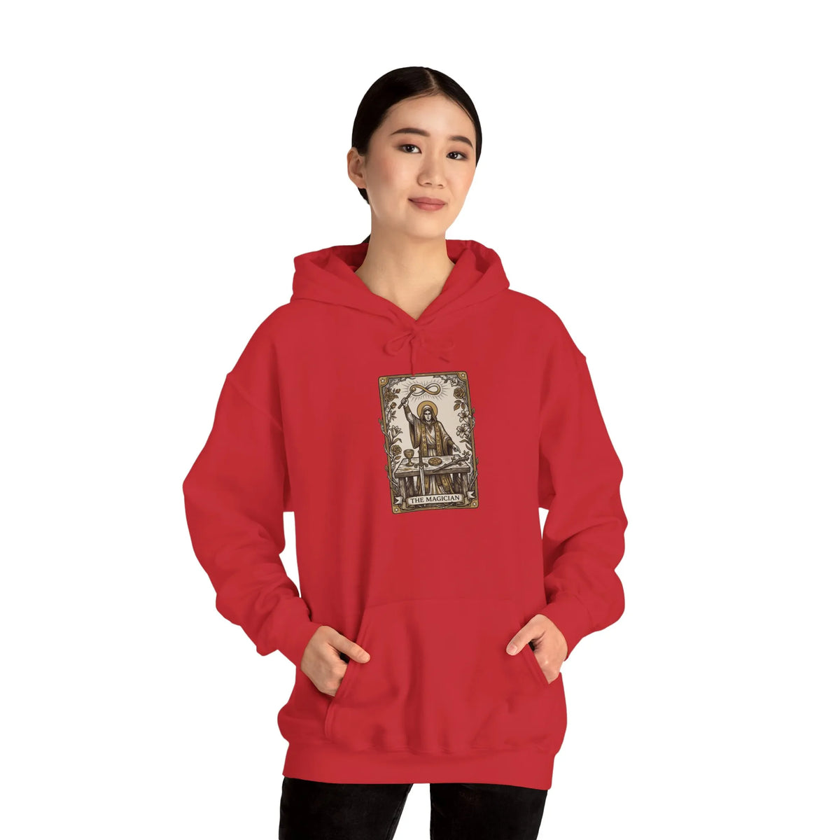 The Magician Tarot Card Hoodie - Cozy Fleece Pullover - Unisex White