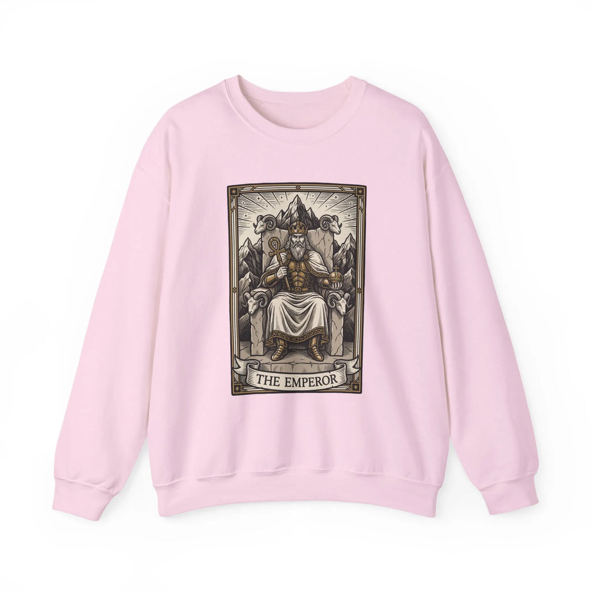 The Emperor Tarot Card Sweatshirt - Soft Durable Fleece Crewneck - Unisex White