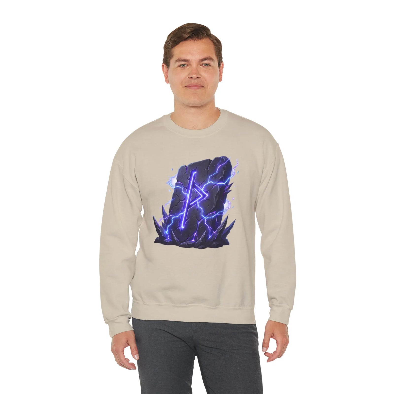 Thurisaz Thorn Rune Graphic Sweatshirt - Heavy Blend Crewneck Fleece - Unisex White