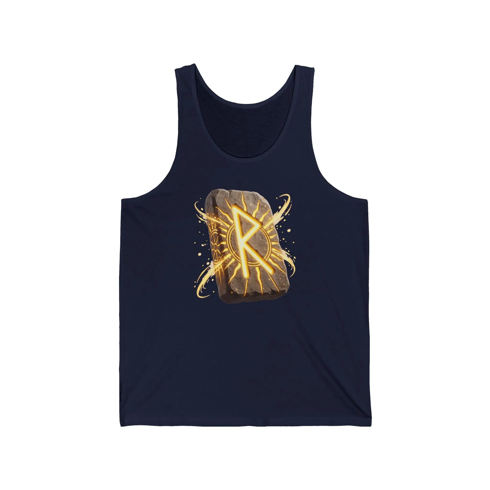 Raido Rune Sun Chariot Tank Top - Lightweight Combed Cotton Jersey - Unisex White