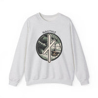 Nauthiz Rune Need-Fire Sweatshirt - Heavy Blend Fleece Crewneck - Unisex White