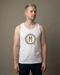 Ehwaz Divine Partnership Rune Tank Top - Lightweight Airlume Cotton Retail Fit - Unisex White