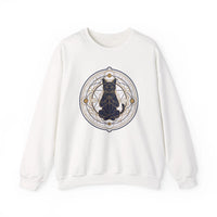 Sacred Geometry Meditating Cat Sweatshirt - Classic Fit Fleece Crewneck - Unisex White
