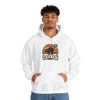 Black Cat Retro Sunset Hoodie - Heavy Blend Cotton-Poly Fleece - Unisex White