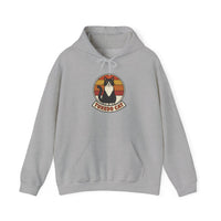 Tuxedo Cat Retro Sunset Hoodie - Soft Cotton Blend Pullover - Unisex White