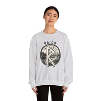 Raido Rune Journey Sweatshirt - Heavy Blend Classic Fit Crewneck - Unisex White