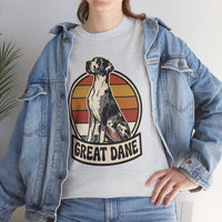 Great Dane Retro 70s Sunset Graphic T-Shirt - Heavy Cotton Classic Fit Tee - Unisex White