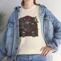 Viking Berserker Cat Graphic T-Shirt - Heavyweight 100% Cotton Classic Tee - Unisex White