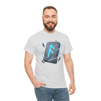 Ansuz Rune Odin's Raven Graphic T-Shirt - Heavy Cotton Classic Fit Crewneck Tee - Unisex White