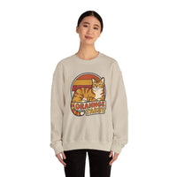 Orange Tabby Retro Sunset Graphic Sweatshirt - Heavy Blend Crewneck Fleece - Unisex White