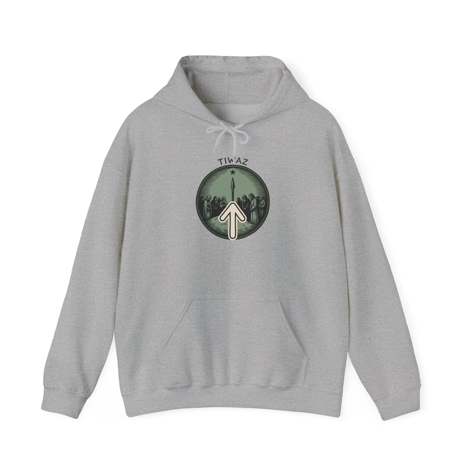 Tiwaz Rune Justice Symbol Hoodie - Heavy Blend Cotton-Poly Fleece Pullover - Unisex Off White