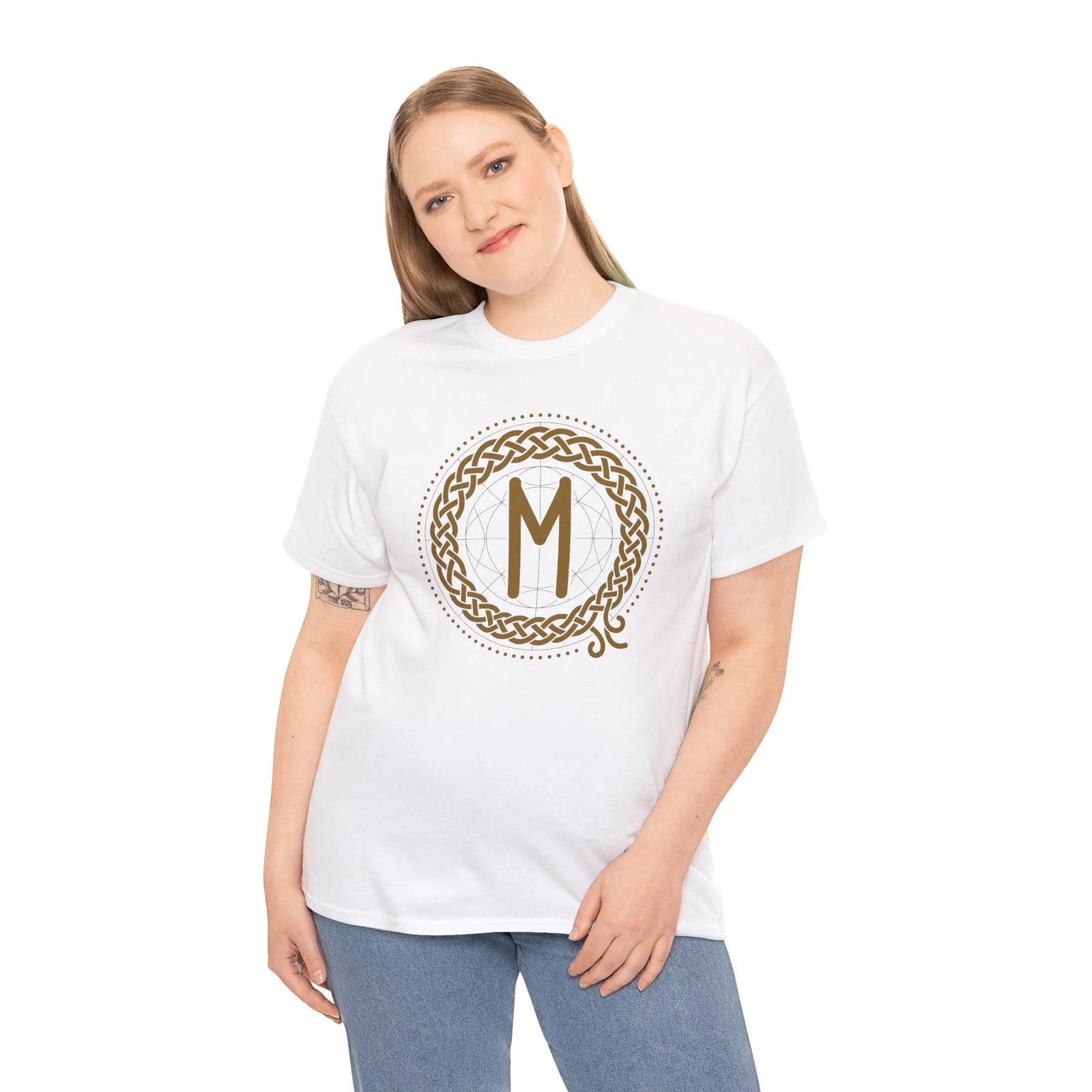 Ehwaz Rune Divine Twins T-Shirt - Heavyweight Cotton Classic Fit - Unisex White