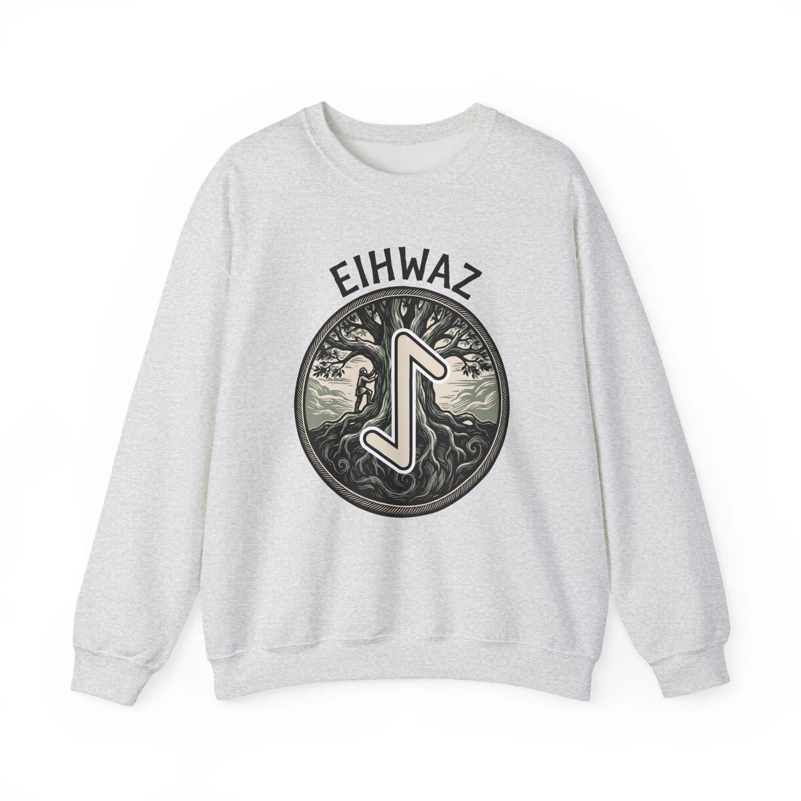 Eihwaz Yew Tree Rune Sweatshirt - Medium-Heavy Fleece Crewneck - Unisex White