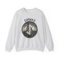 Eihwaz Yew Tree Rune Sweatshirt - Medium-Heavy Fleece Crewneck - Unisex White