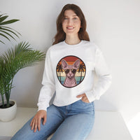 Sphynx Cat 70s Sunset Aviator Sweatshirt - Heavyweight Cotton Blend Crewneck - Unisex White