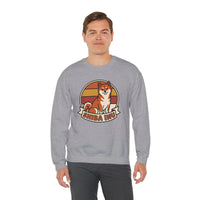 Shiba Inu Retro Sunset Graphic Sweatshirt - Heavy Blend Fleece Crewneck - Unisex White
