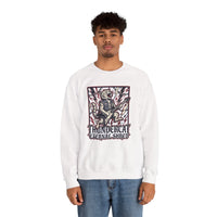 Heavy Metal Rocker Cat Sweatshirt - Heavy Blend Fleece Crewneck - Unisex White