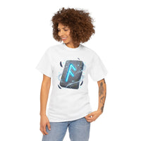 Ansuz Rune Odin's Raven Graphic T-Shirt - Heavy Cotton Classic Fit Crewneck Tee - Unisex White