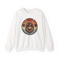 Maine Coon Aviator Cat Sweatshirt - Heavy Blend Fleece Crewneck - Unisex White