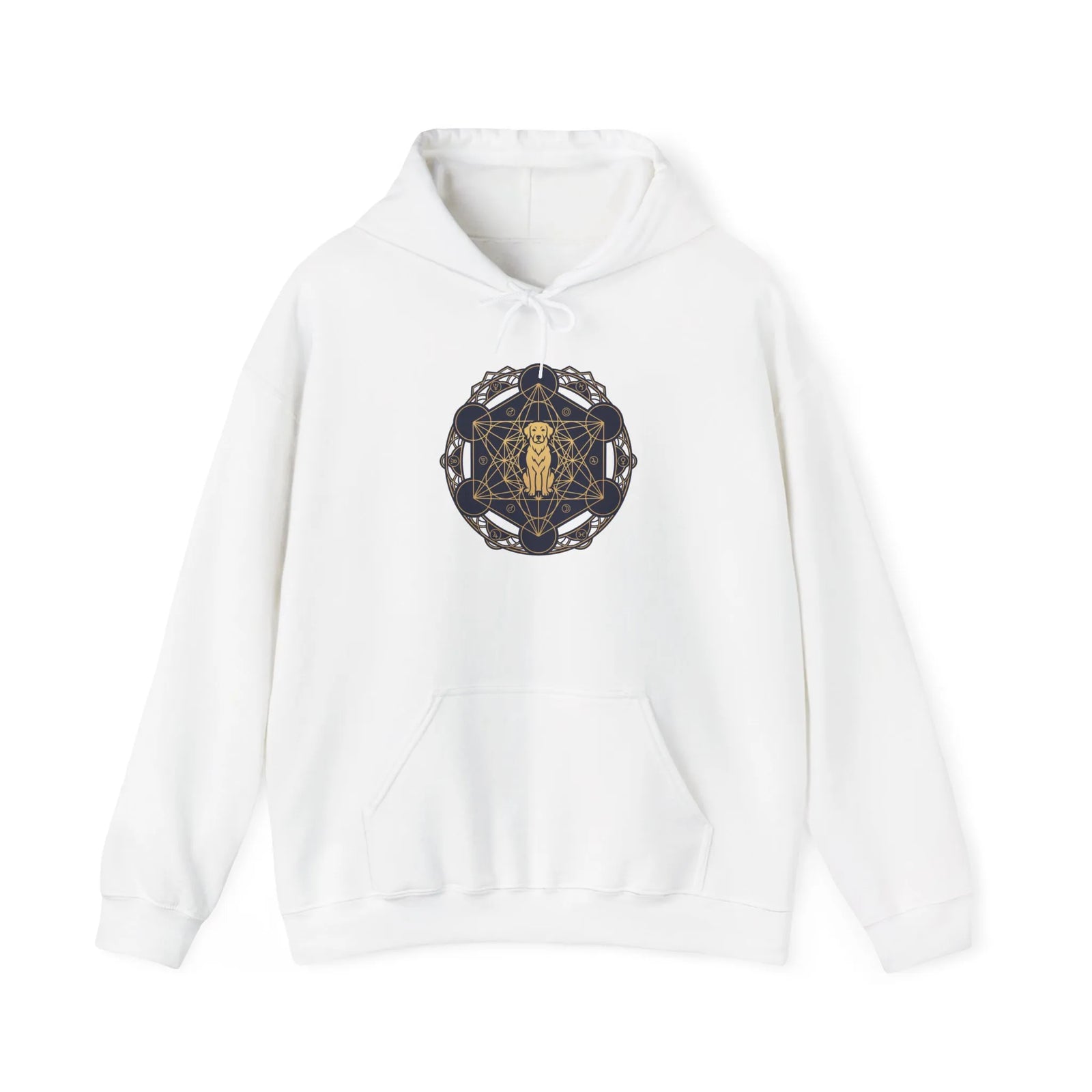 Metatron's Hound Sacred Geometry Hoodie - Heavy Blend Cotton-Poly Fleece Pullover - Unisex White