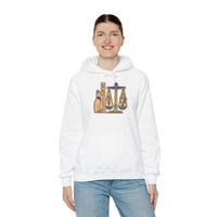 Sphynx Cat Egyptian Scales Hoodie - Heavyweight Cotton Blend Pullover - Unisex White