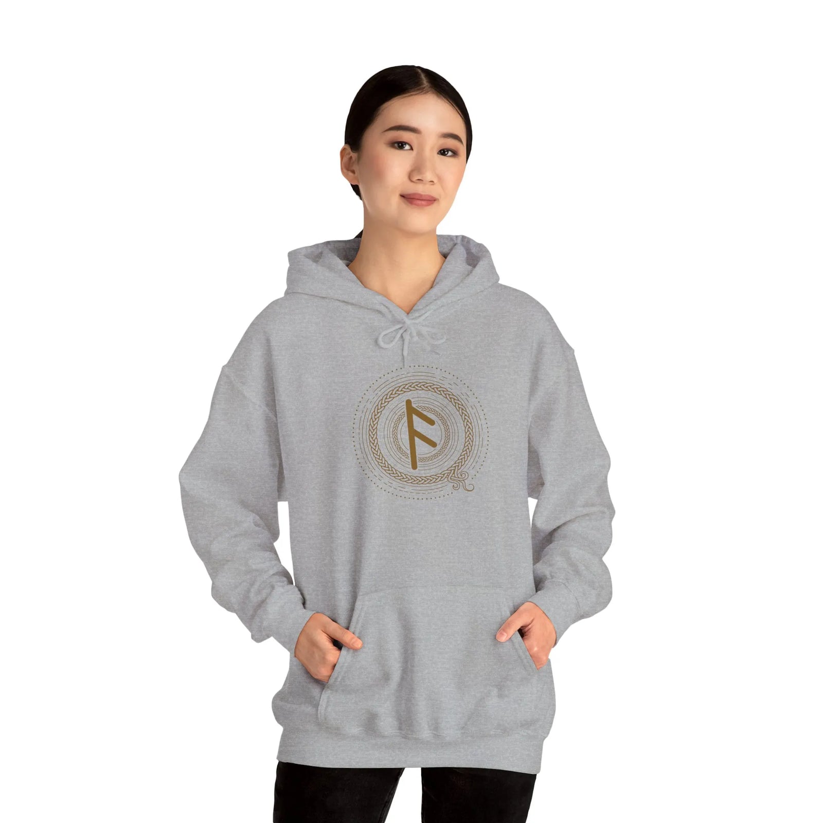 Ansuz Divine Speech Rune Hoodie - Heavyweight Fleece Pullover - Unisex White