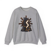 Sowulo Rune Sun Graphic Sweatshirt - Classic Fit Fleece Crewneck - Unisex White