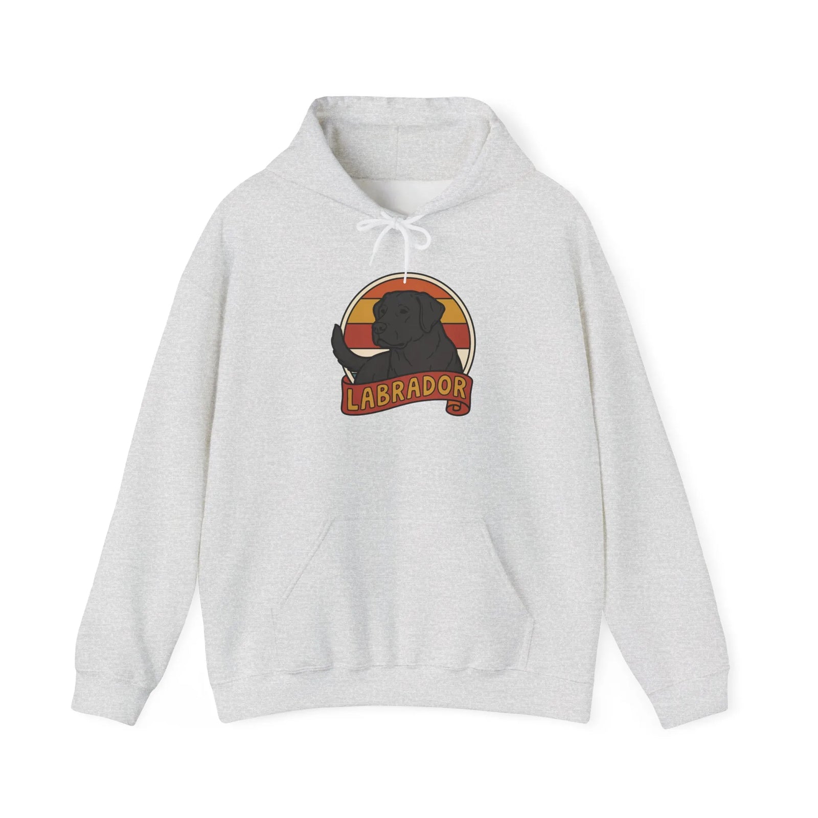 Labrador Retro 70s Sunset Breed Hoodie - Cozy Cotton Blend Pullover - Unisex White