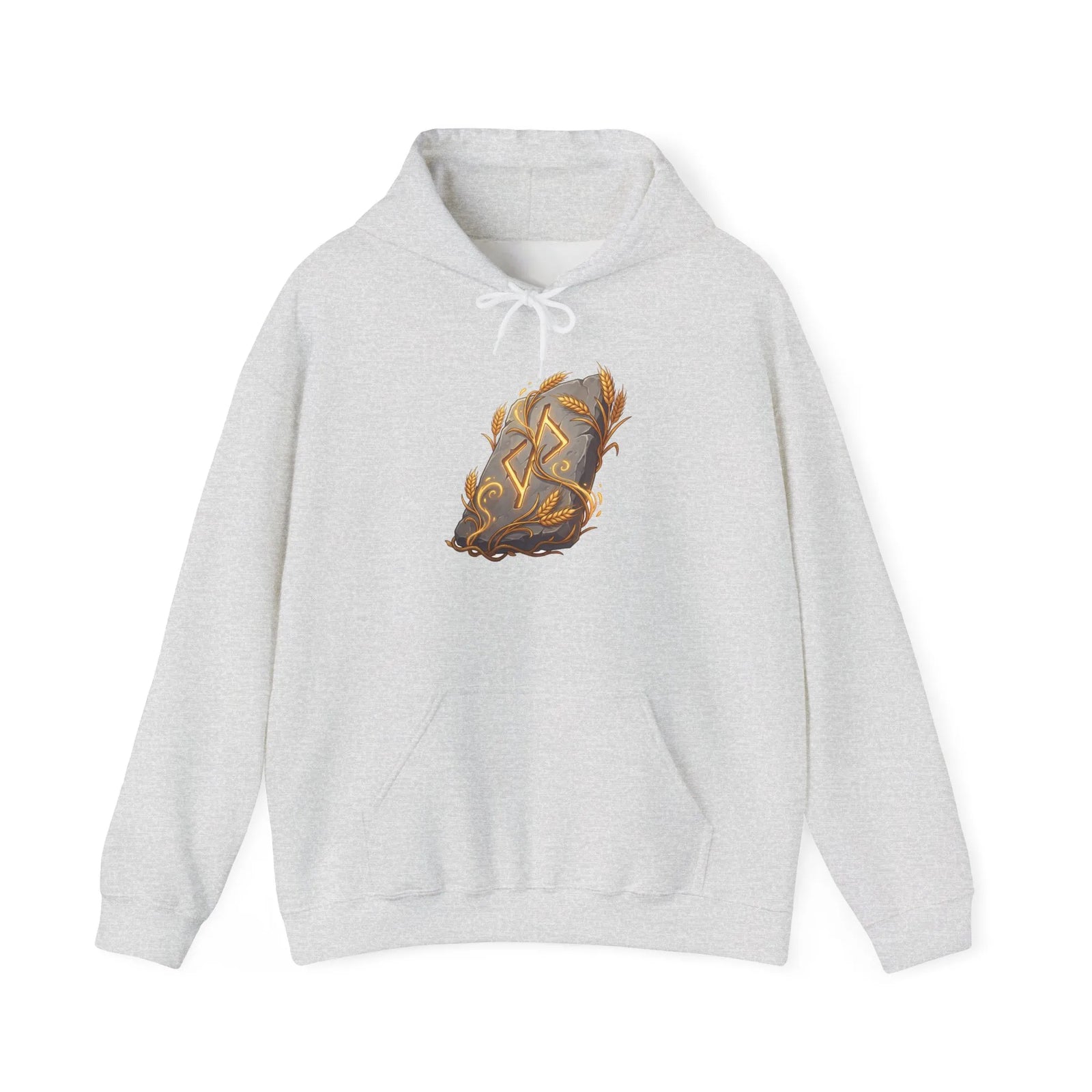 Jera Rune Harvest Wheel Hoodie - Soft Cotton Blend Pullover Hoodie - Unisex White