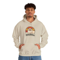 Ragdoll Cat Retro 70s Sunset Hoodie - Soft Blend Fleece Pullover Hoodie - Unisex White