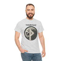 Thurisaz Rune Wolf Thorn T-Shirt - Medium Weight 100% Cotton Tee - Unisex White