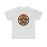 Bengal Cat Aviator Sunset T-Shirt - Heavy Cotton Classic Fit Tee - Unisex White
