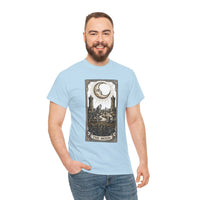 Moonlight Wolves Tarot Graphic T-Shirt - Heavy Cotton Classic Fit Crewneck - Unisex White