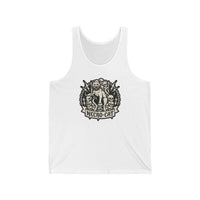 Heavy Metal Rocker Cat Skull Tank Top - Lightweight Jersey Retail Fit - Unisex White