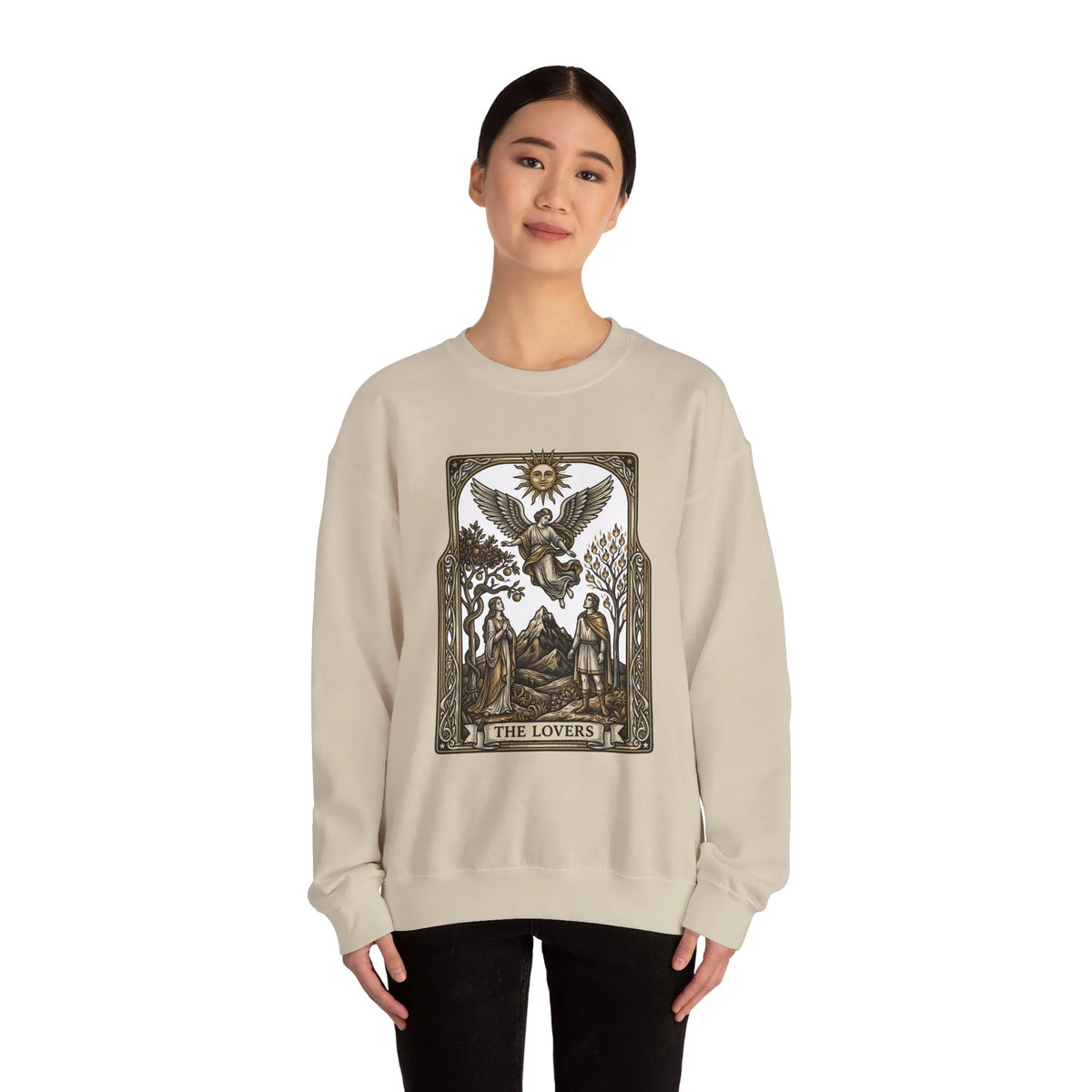 The Lovers Tarot Card Sweatshirt - Heavy Blend Fleece Crewneck - Unisex White