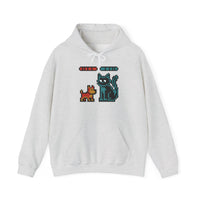 Boss Fight 8-Bit Pixel Gaming Dogs Hoodie - Medium Weight Cotton Blend Pullover - Unisex White
