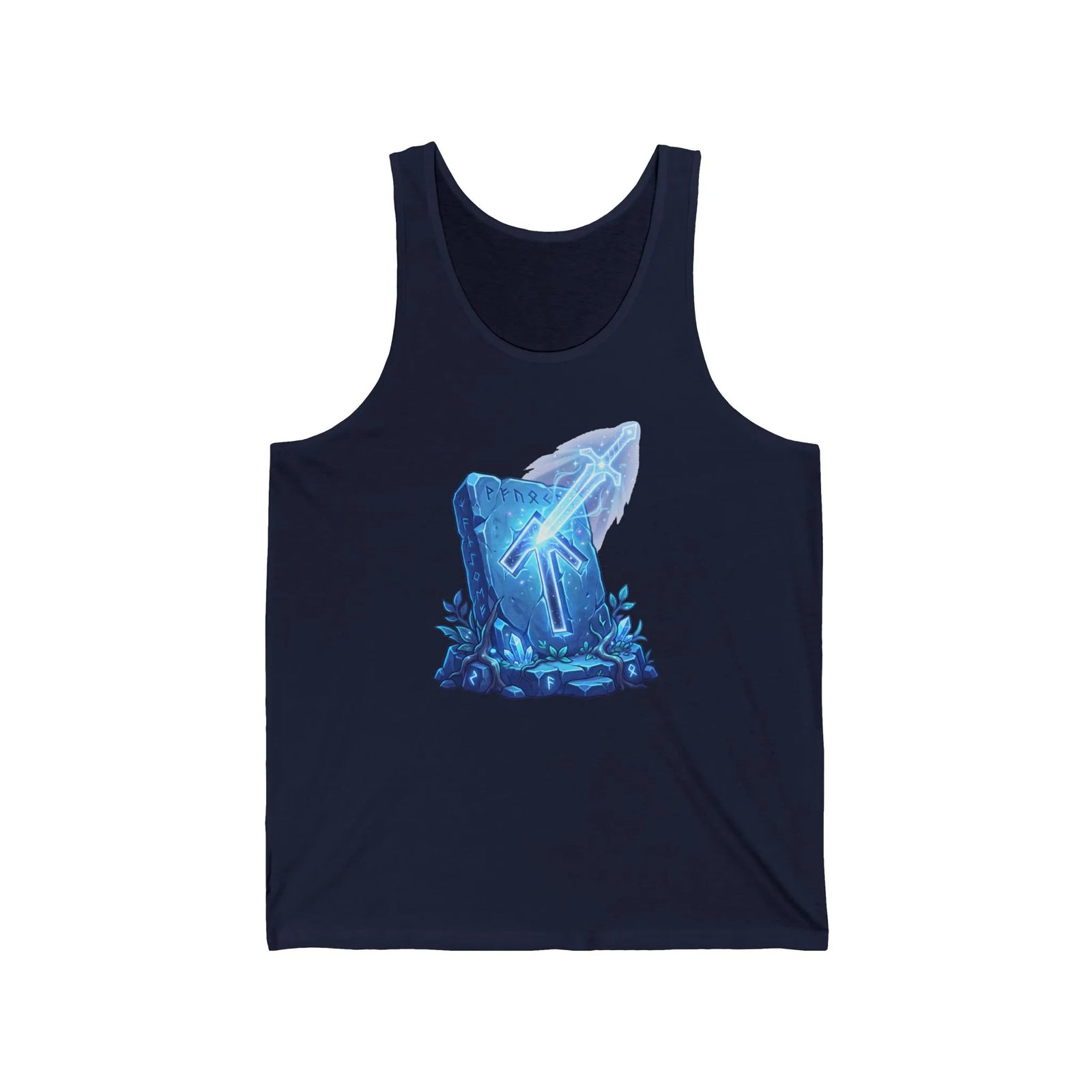 Tiwaz Rune Sky Sword Graphic Tank Top - Lightweight Jersey Knit Retail Fit - Unisex White