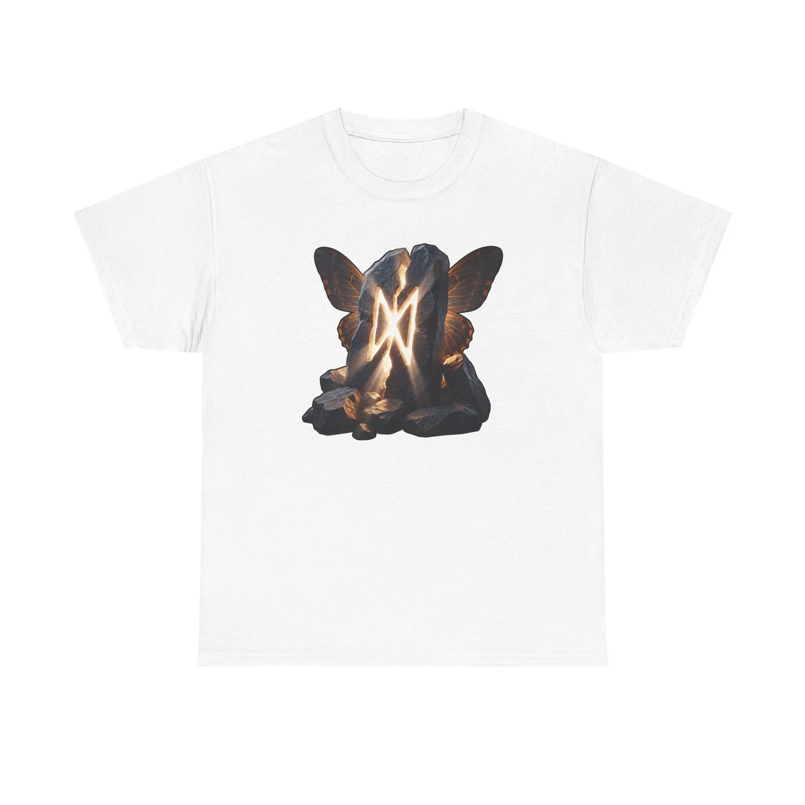 Dagaz Rune Breakthrough Symbol T-Shirt - Heavyweight 100% Cotton Classic Fit Tee - Unisex White