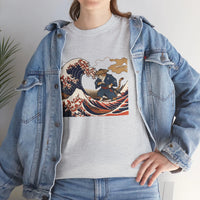 Ronin & Wave Ukiyo-e Cat T-Shirt - Heavy Cotton Classic Fit Tee - Unisex White