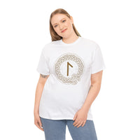 Laguz Rune Norse Knotwork T-Shirt - Heavy Cotton Classic Fit Tee - Unisex White