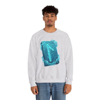Laguz Water Rune Symbol Sweatshirt - Heavy Blend Crewneck Fleece - Unisex Ash Gray
