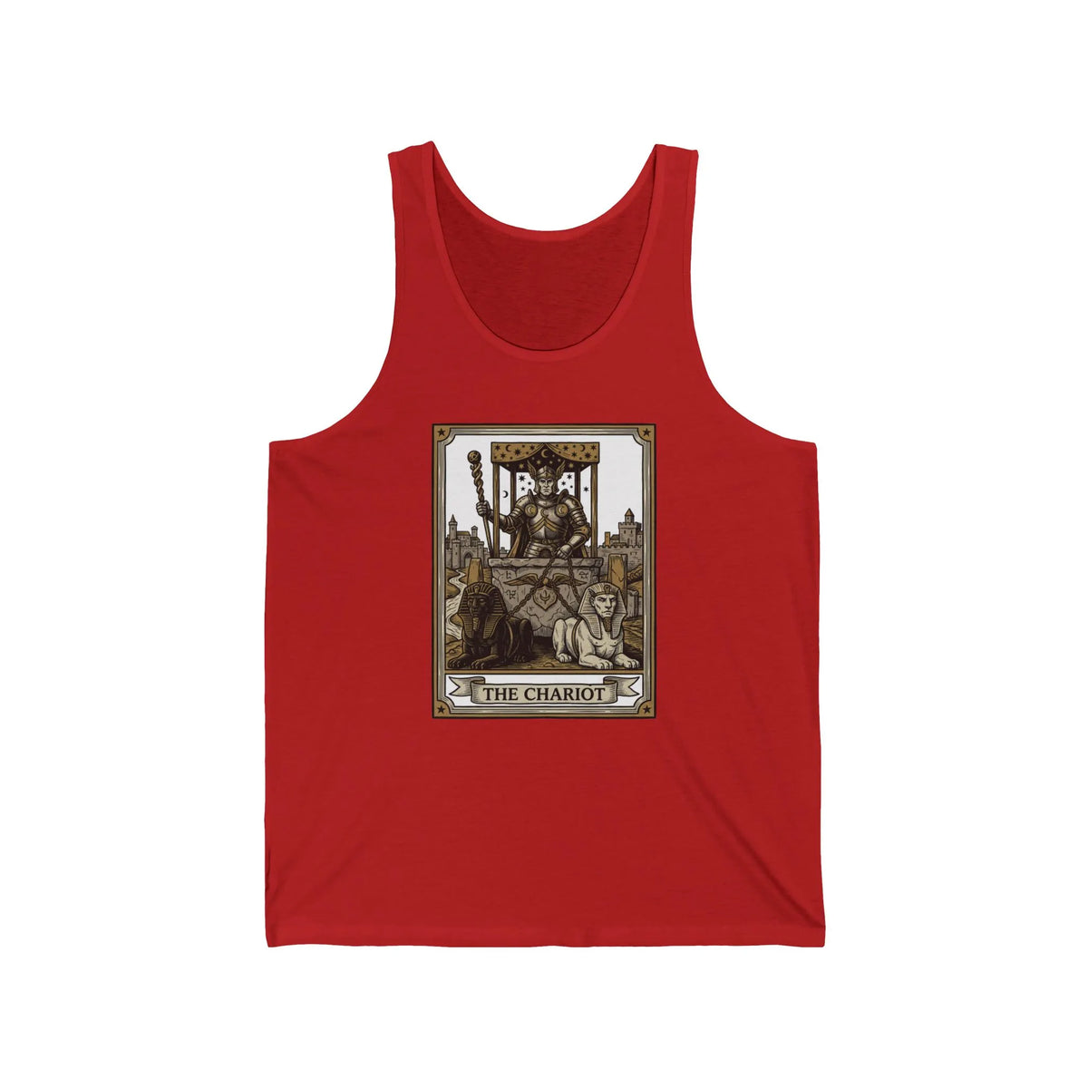 The Chariot Tarot Card Tank Top - Lightweight Soft Jersey Tank - Unisex White