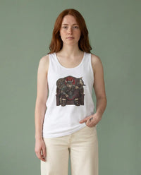 Viking Berserker Cat Graphic Tank Top - Lightweight Ringspun Cotton Jersey - Unisex Athletic Heather