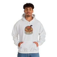 Abyssinian Cat Retro Sunset Hoodie - Heavy Blend Fleece Pullover - Unisex White