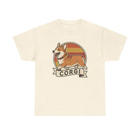 Corgi Retro 70s Sunset T-Shirt - Heavyweight Cotton Classic Fit Tee - Unisex White