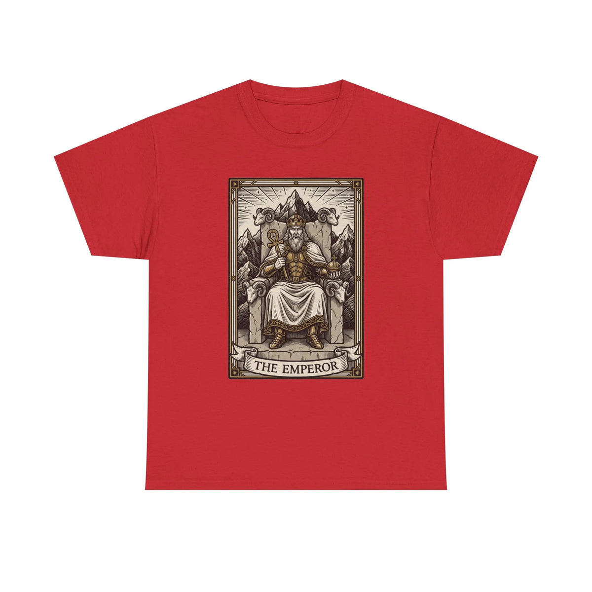 The Emperor Tarot Card T-Shirt - Heavy Cotton Classic Fit - Unisex White
