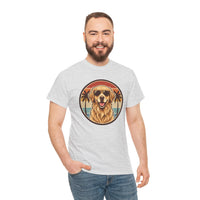 Golden Retriever Sunset Aviator T-Shirt - Heavy Cotton Classic Fit Tee - Unisex White