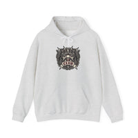 Band Crest Heavy Metal Rocker Cats Hoodie - Heavyweight Cotton Blend Classic Fit - Unisex White